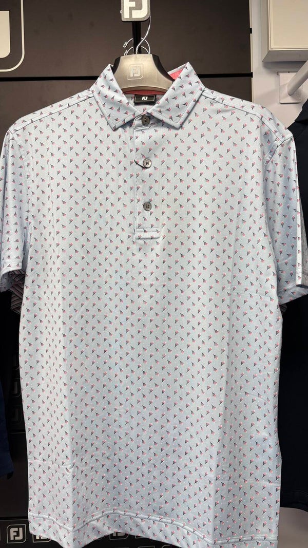 FJ Pique Polo - Baby Blue/Peach