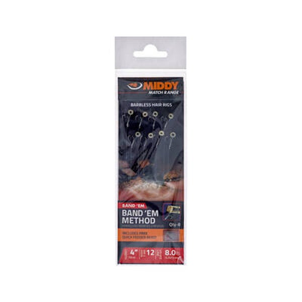 MIDDY Band 'Em Method Barbless Hair Rigs (4")amo: 14  (8pc pkt)