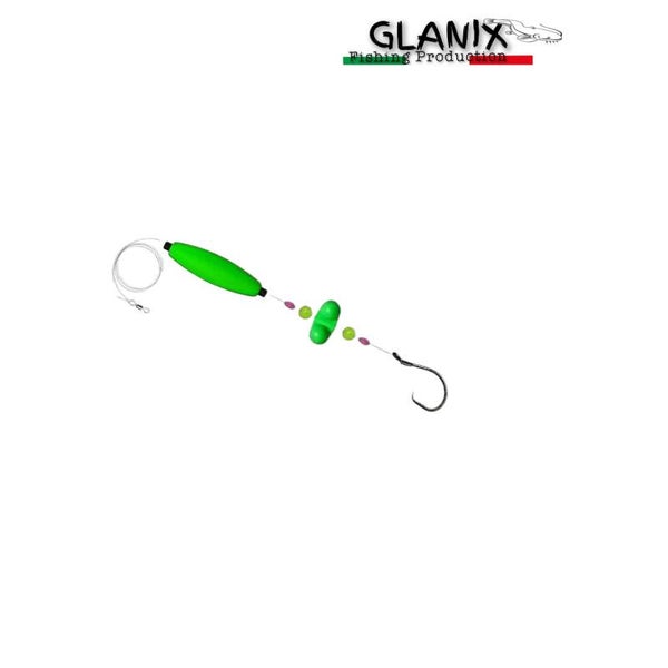 Terminale per Siluro,con biglie sonore e galleggiante ,amo. 9/0  Colore Verde