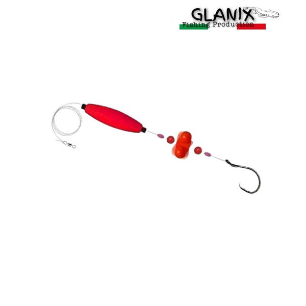 Terminale per Siluro,con biglie sonore e galleggiante ,amo.  9/0 Colore Rosso