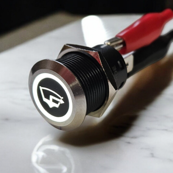 IP67 12V pushbutton with white backlight label sticker