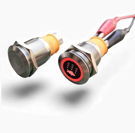 NorTide IP67 drukknop schakelaar met label symbool sticker | Rode LED |RVS