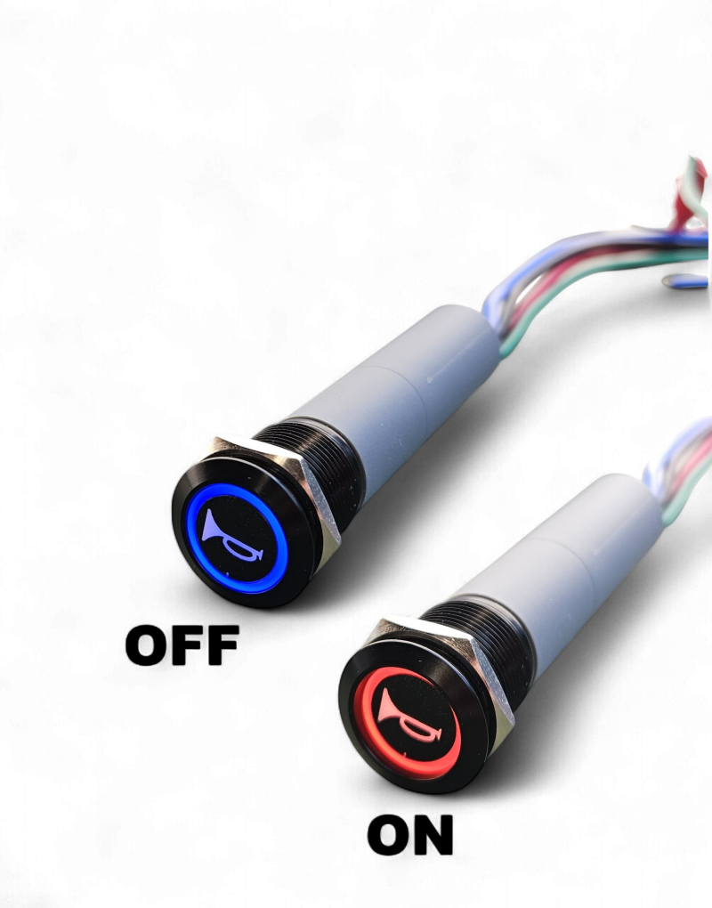 NorTide drukknop schakelaar met Blauwe en Rode LED 12V / 24V RVS