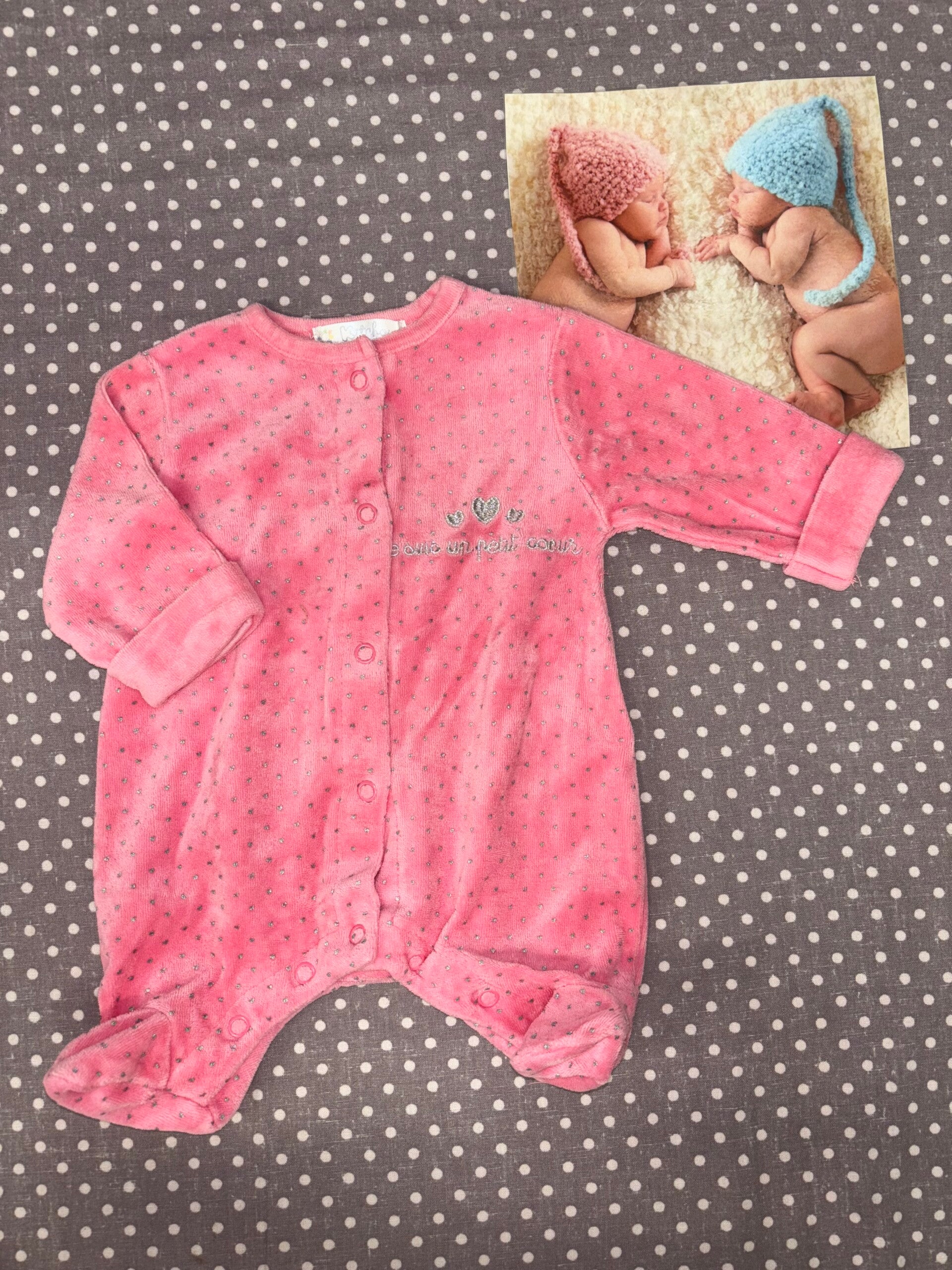 Naissance pyjama rose point gris KITCHOUN