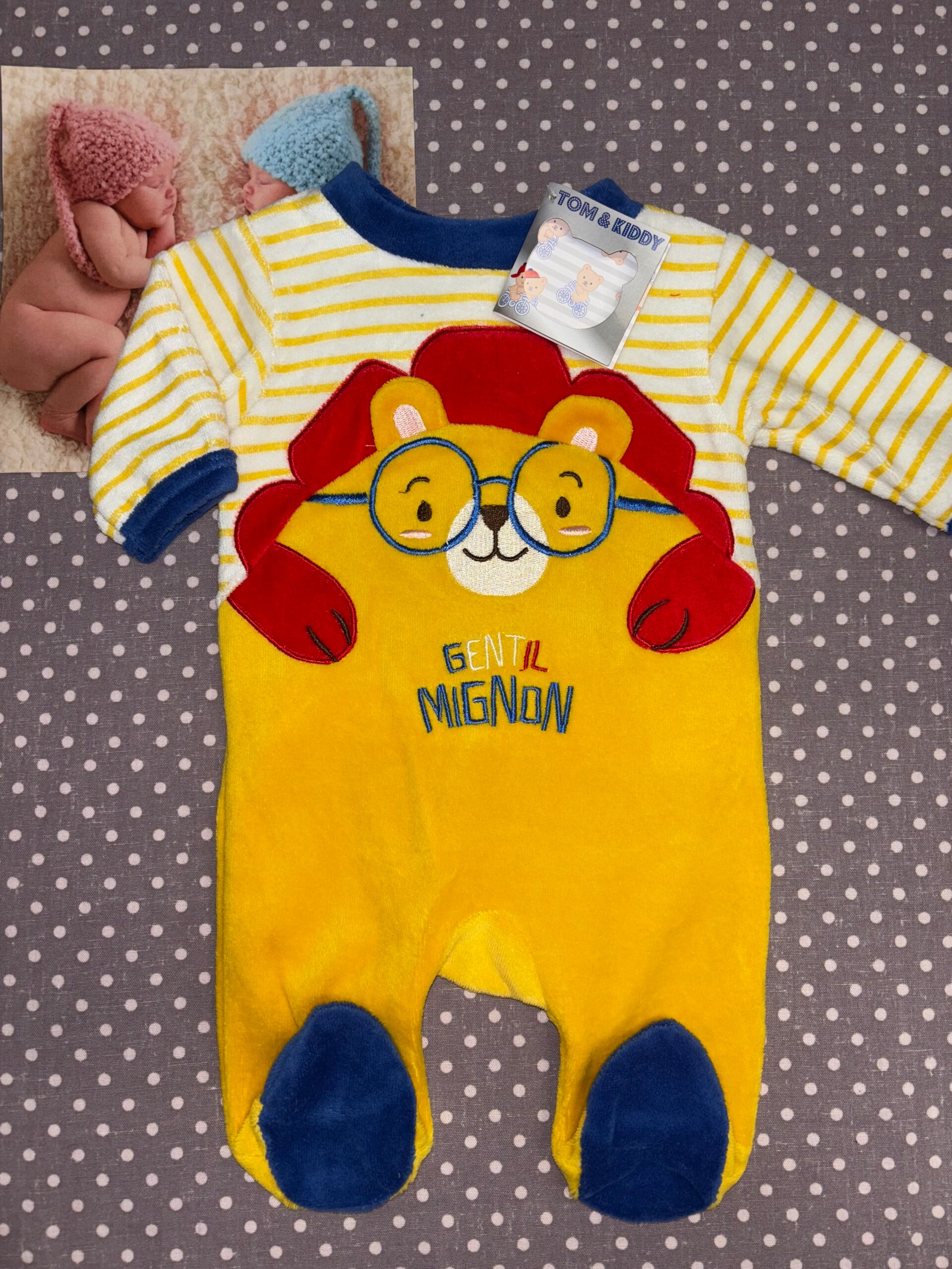 Naissance pyjama lion jaune TOM&KIDDY neuf