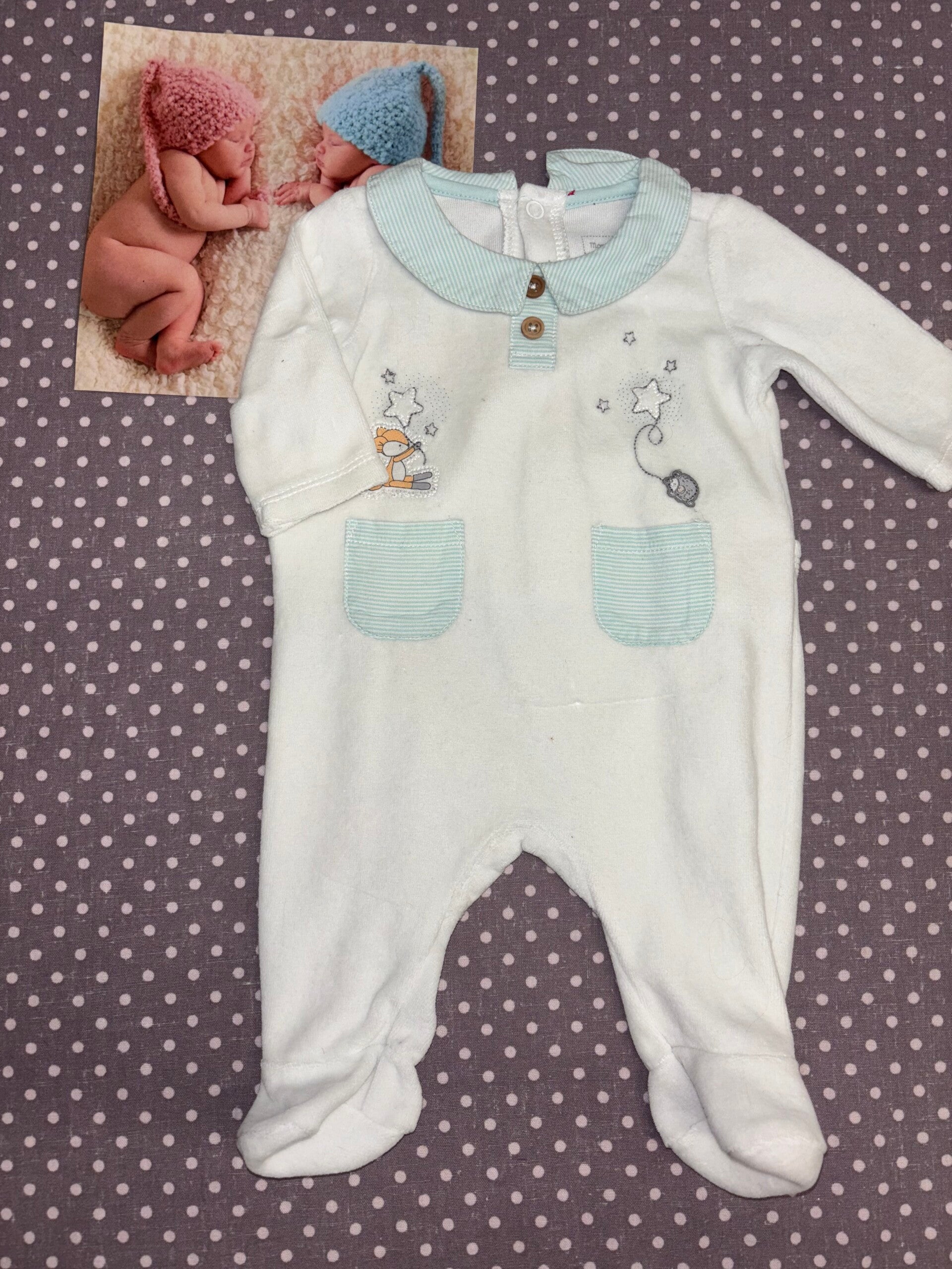 Naissance pyjama blanc vert SERGENT MAJOR mixte