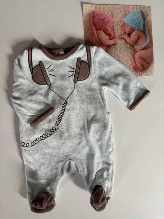 Naissance pyjama bleu écouteurs KIABI