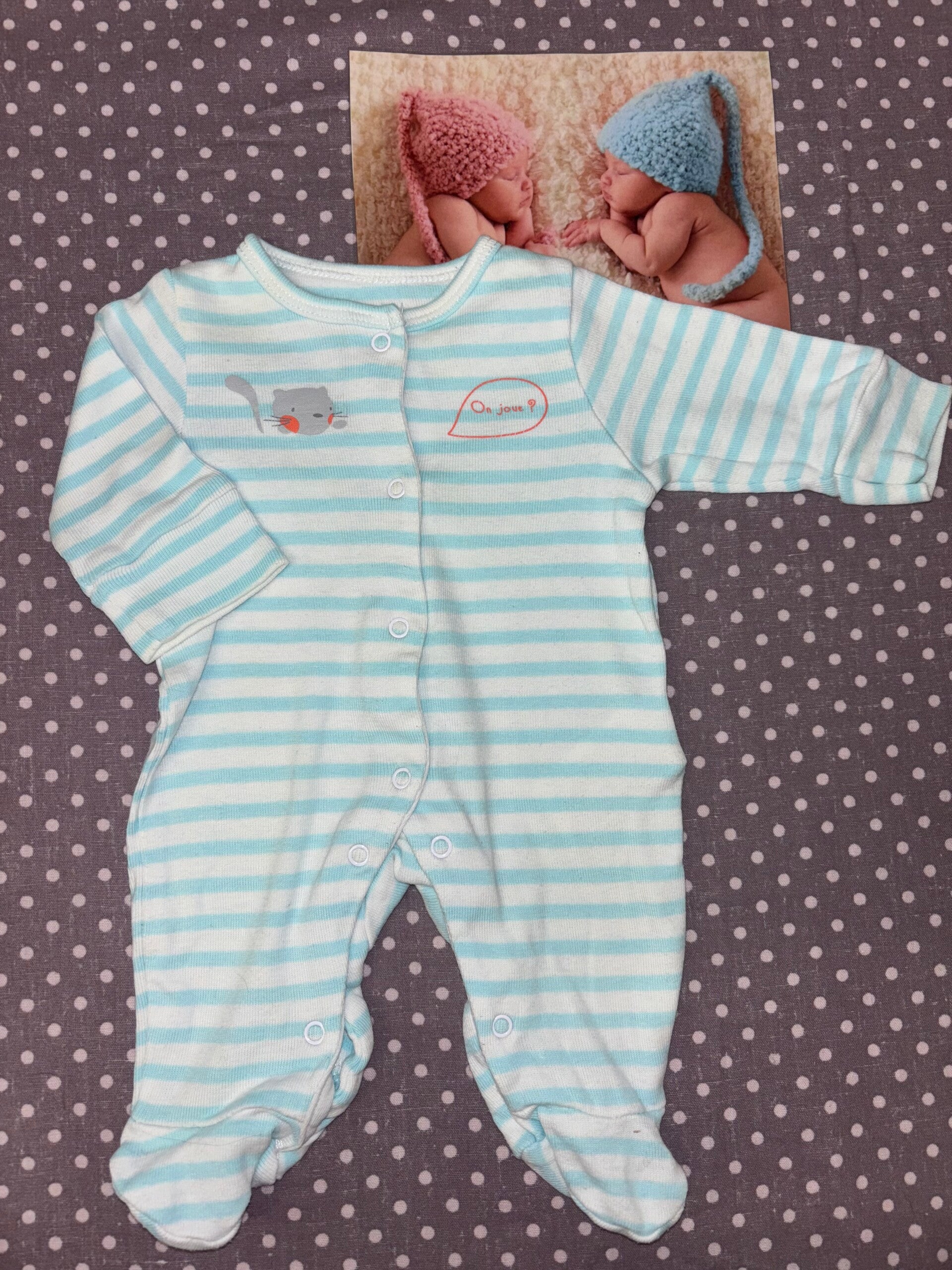 Naissance pyjama en coton rayures bleues VERBAUDET