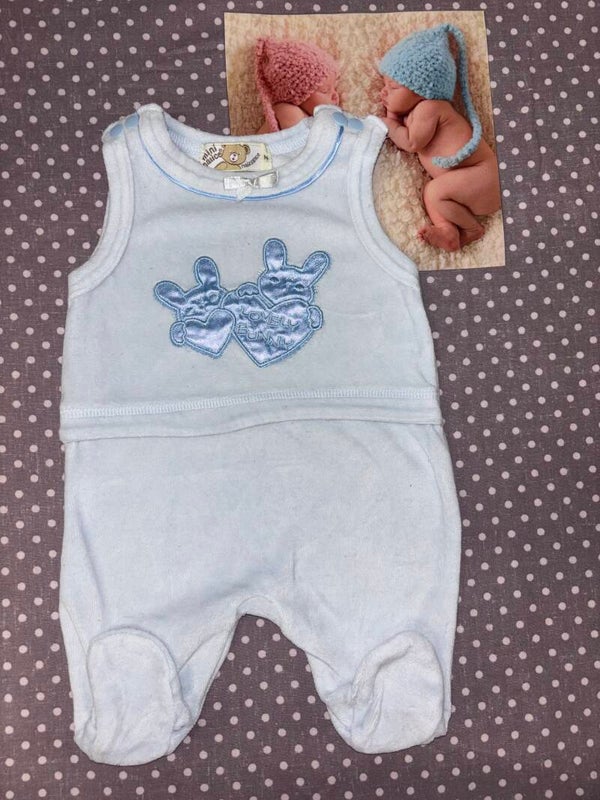 Naissance pyjama sans manches bleu lapin MINI MALICE