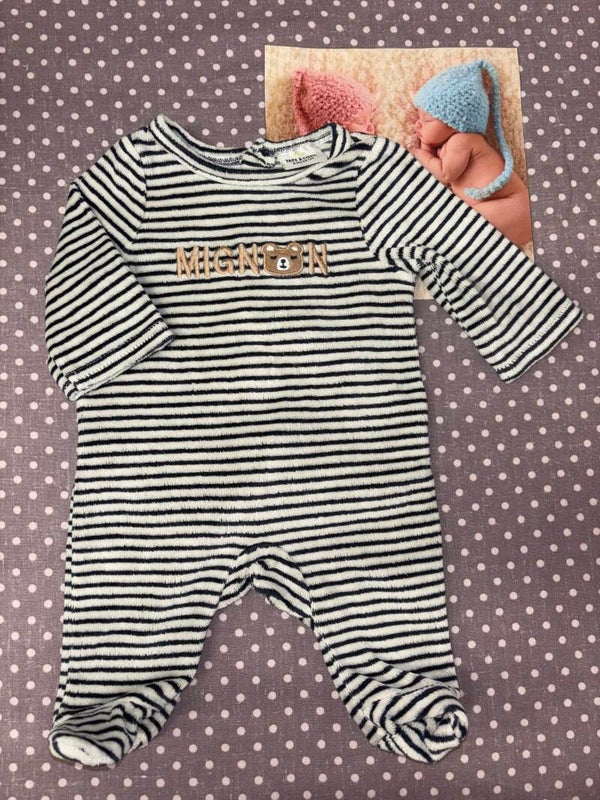 Naissance pyjama velours "mignon" TAPE A L'OEIL