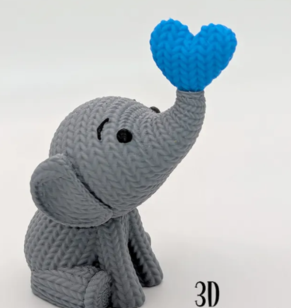 (Gebreide) zittende olifant met hartje