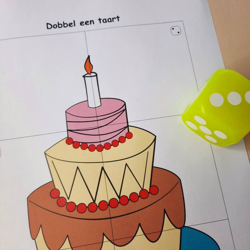 Leuk en eenvoudig spelletje voor een kinderfeestje. Maak de taart compleet. Gratis printable.