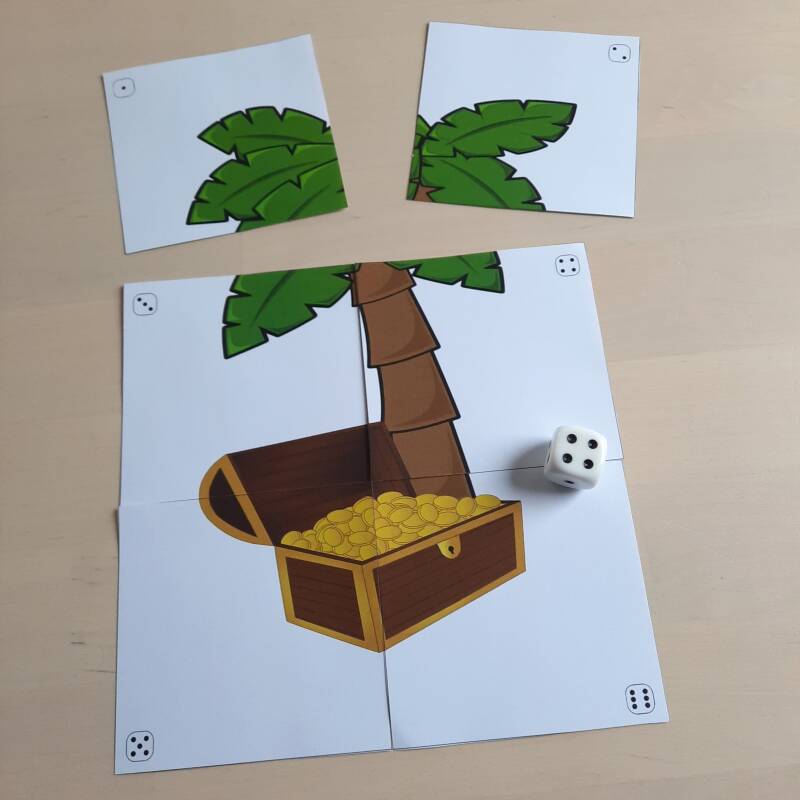 Dobbel spelletje voor een piratenfeestje. Leuk te combineren met schatzoeken. Gratis printable.