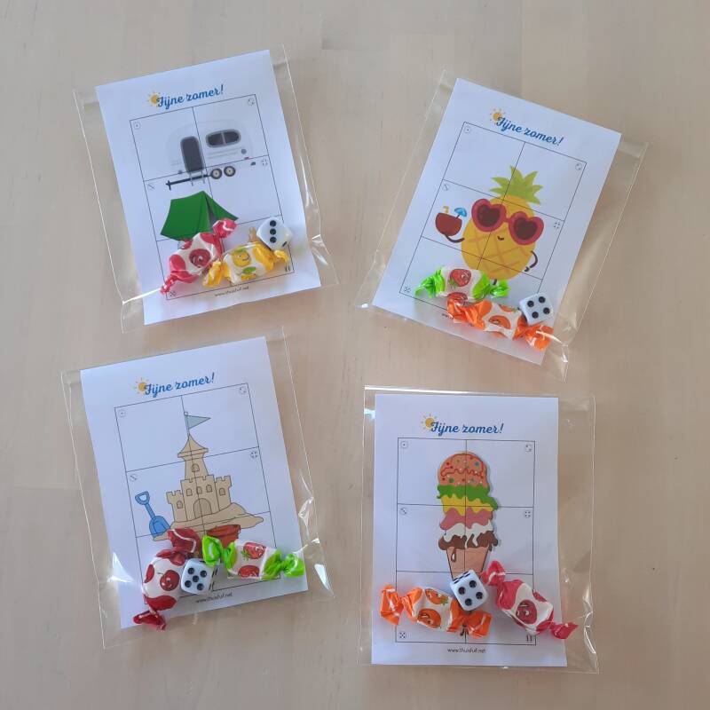 Traktatie voor de laatste schooldag voor de zomervakantie. Leuk om uit te delen in de klas.