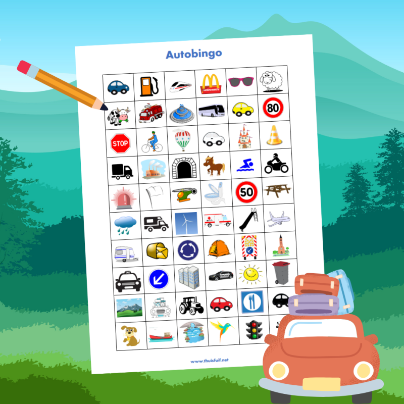 Gratis autobingo printen voor kinderen