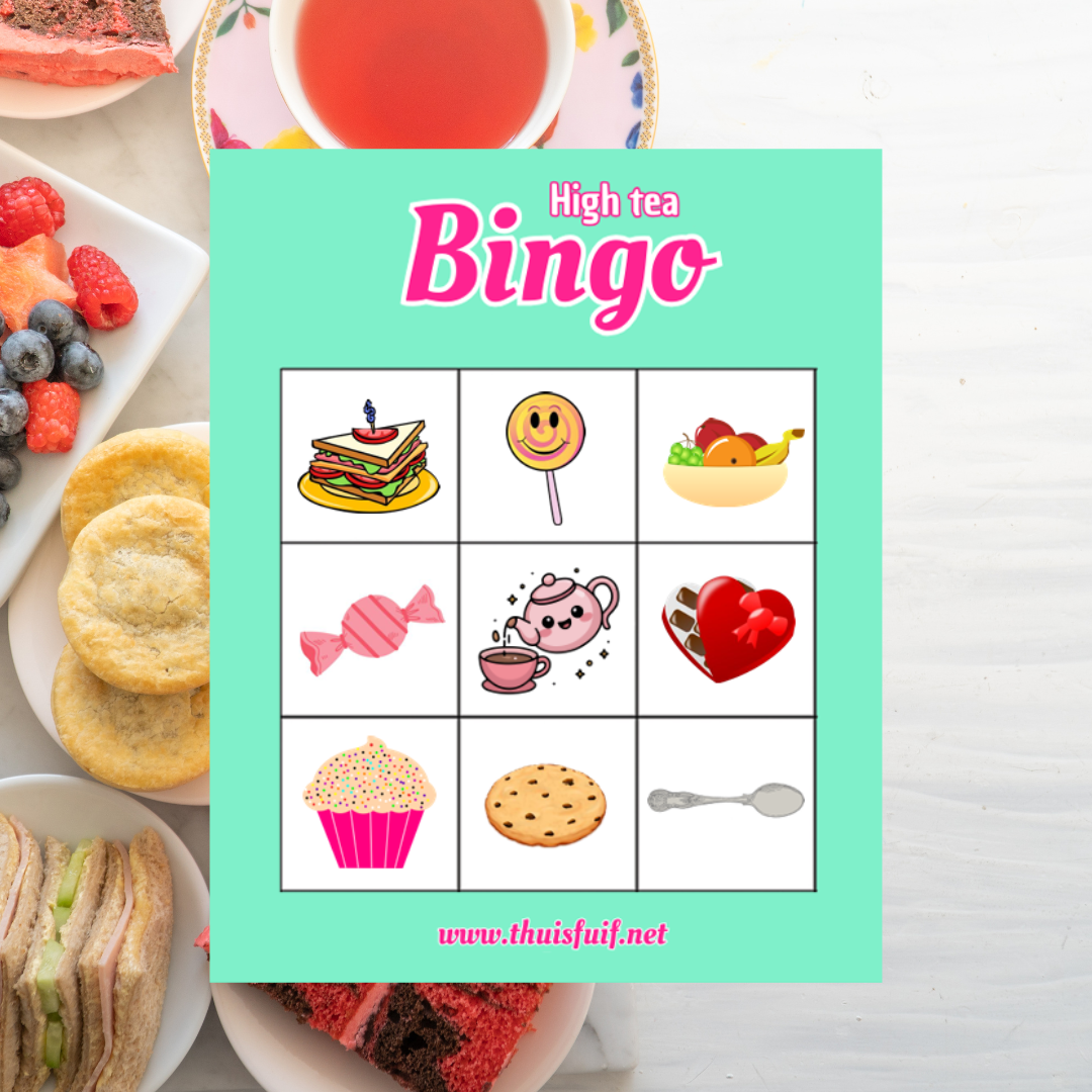 High tea bingospel. Een leuk spelletje voor een high tea met kinderen.