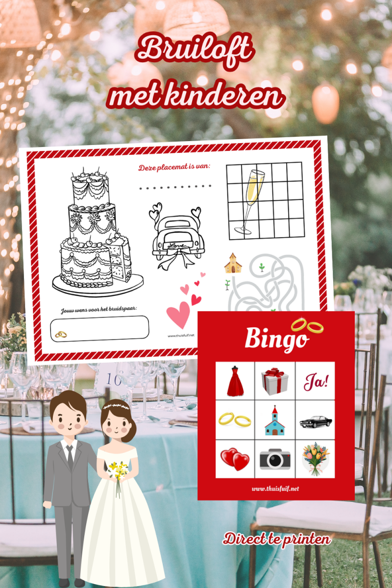 Bruiloft met kinderen - printables voor een trouwerij of huwelijksfeest