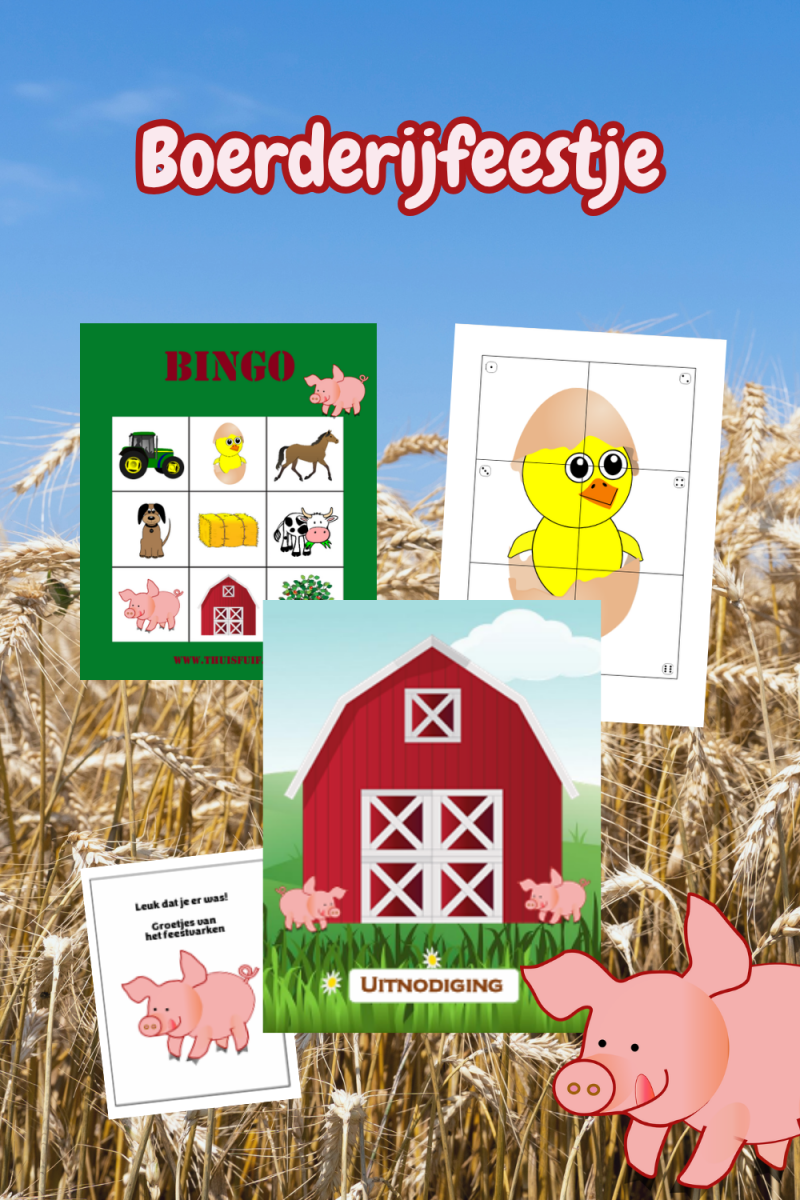 Draaiboek boerderijfeestje en boerderijbingo. Voor een leuk kinderfeestje thuis.