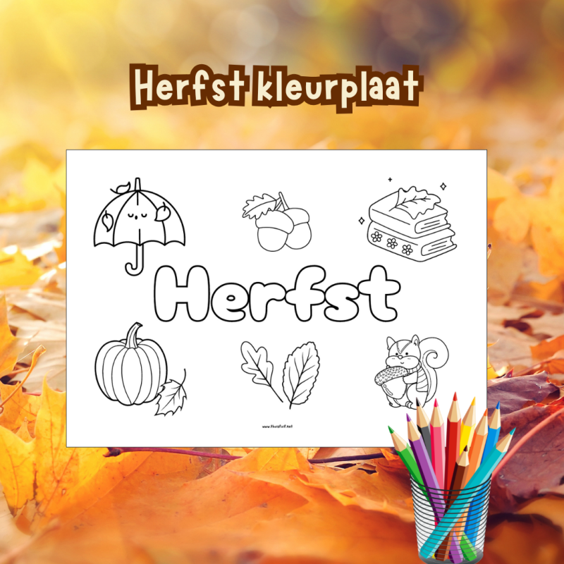 Herfst kleurplaat gratis printen