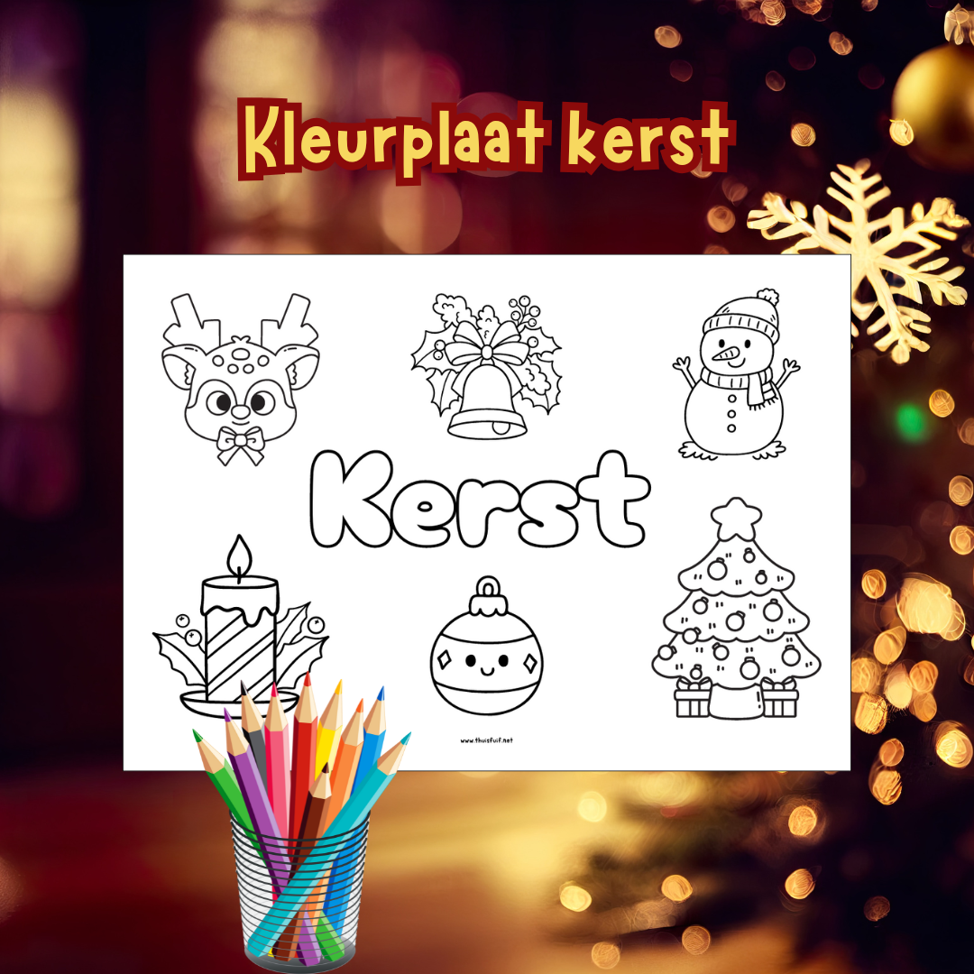 kleurplaat kerst - lekker kleuren bij de warme chocolademelk op kerstavond of ga samen aan de slag in de (kleuter)klas