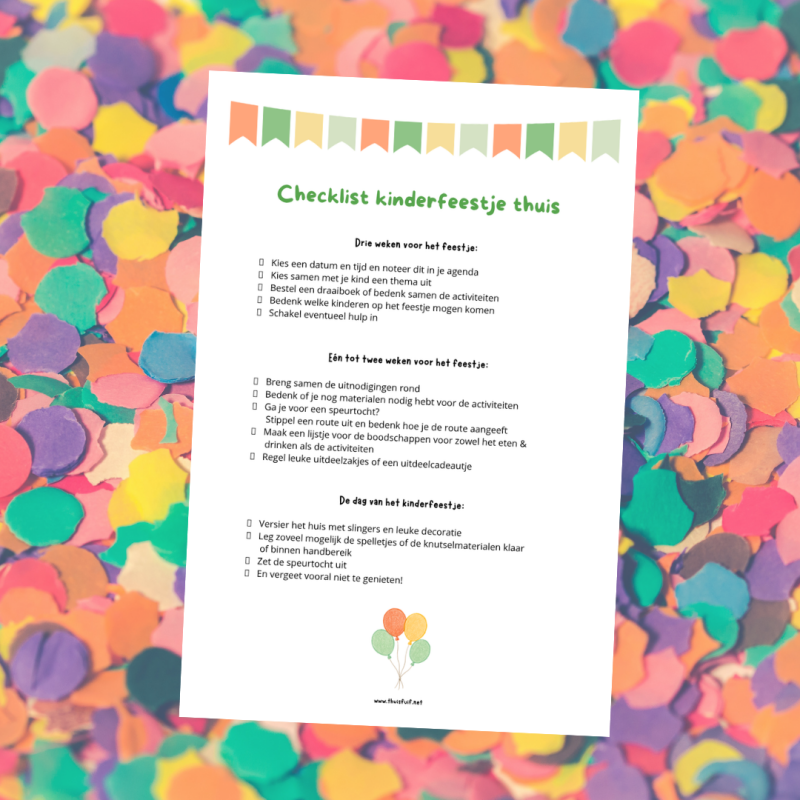 Checklist kinderfeestje thuis