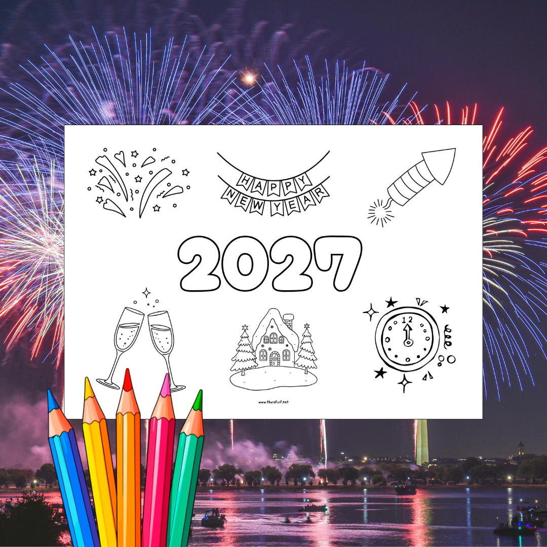 Kleurplaat 2026 voor kinderen. Leuk als creatieve activiteit in de kleuterklas of bij de kinderopvang.