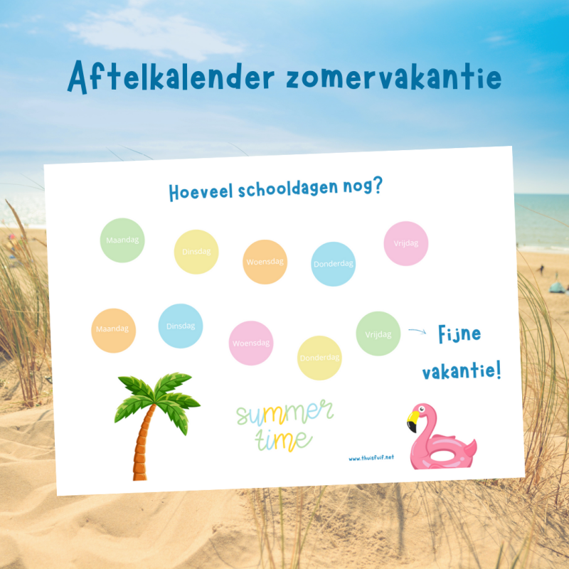 De laatste twee schoolweken aftellen met de schoolklas. Printable aftelkalender.