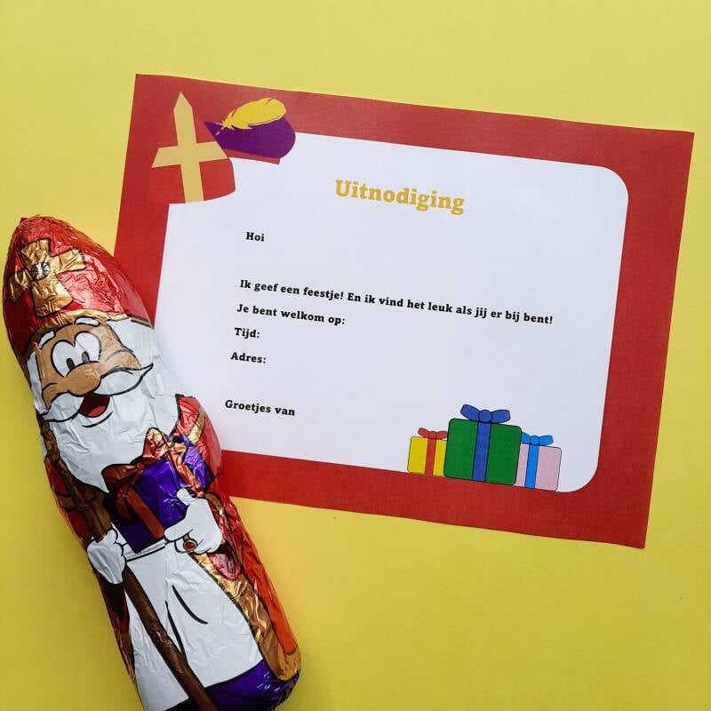 Vier je eigen sinterklaasfeestje als kinderfeestje. Print de uitnodiging en vind nog veel meer ideëen en tips op de site.
