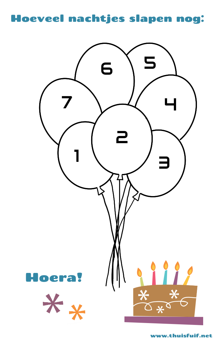 Aftelkalender verjaardag gratis printen