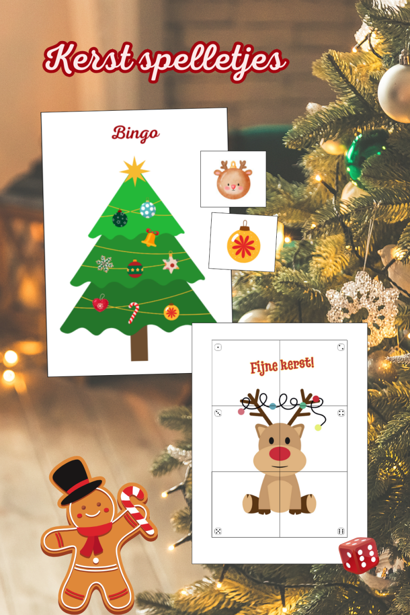 Kerstspelletjes voor kinderen. Voor peuters en kleuters bij de opvang en in de klas maar ook voor een kerstfeestje