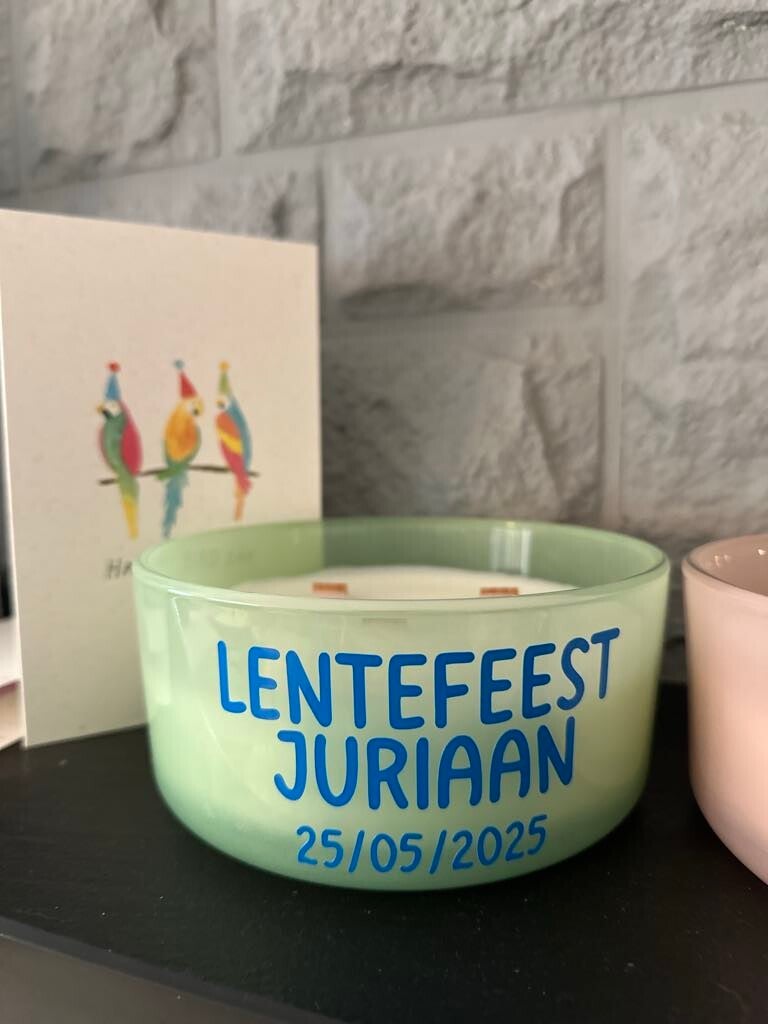 kaars met persoonlijke bedrukking