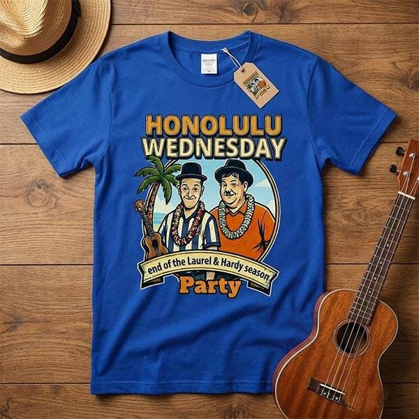 Honolulu Wednesday T Shirt Blue Soft Style 100% Cotton Men's Tee unique artwork by SHEFFIELDJAK