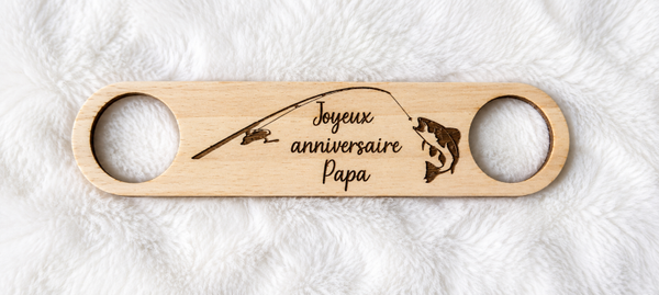 Décapsuleur en bois – Gravure personnalisée