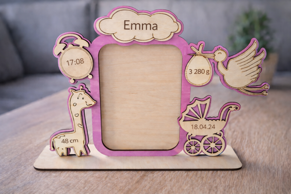 Cadre de naissance personnalisé – modèle Lucas ou Emma