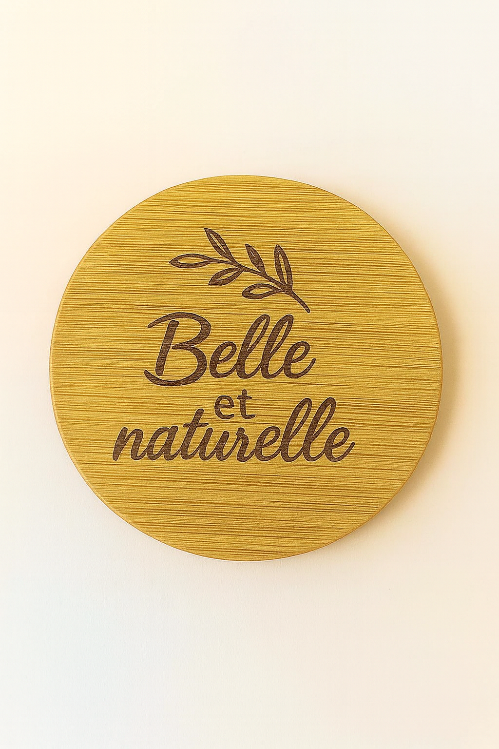 🌿 Miroir rond en bambou – Gravure personnalisée