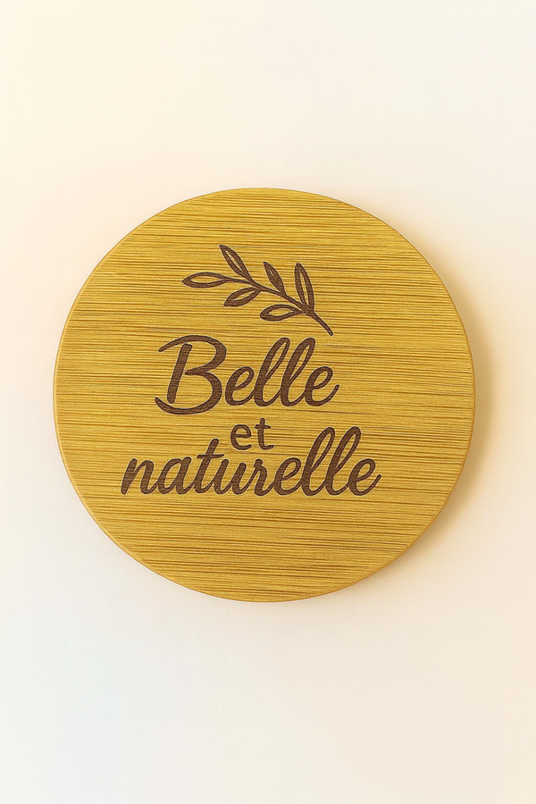 🌿 Miroir rond en bambou – Gravure personnalisée