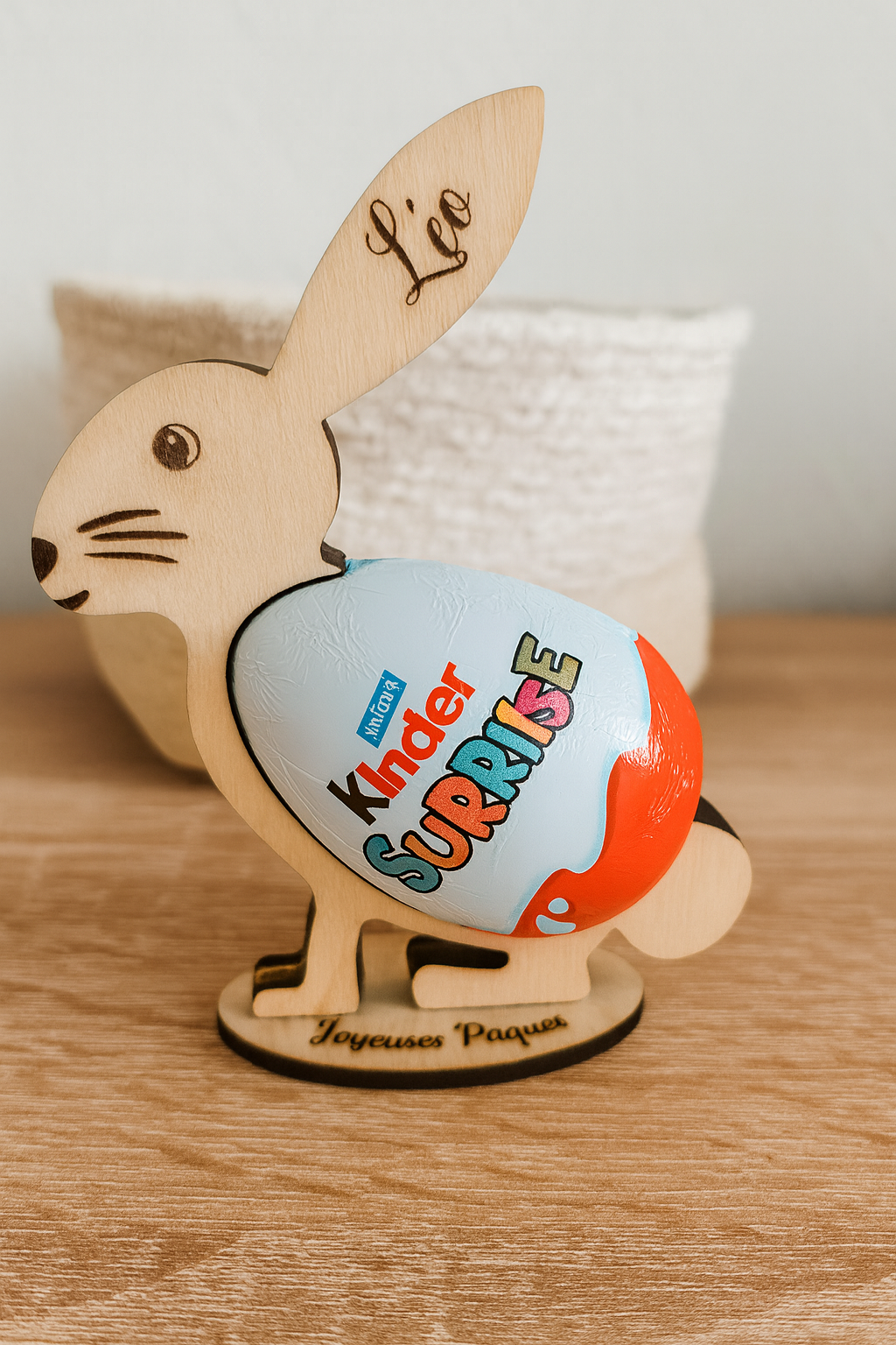 🐰 Lapin de Pâques personnalisé – Support œuf Kinder Surprise