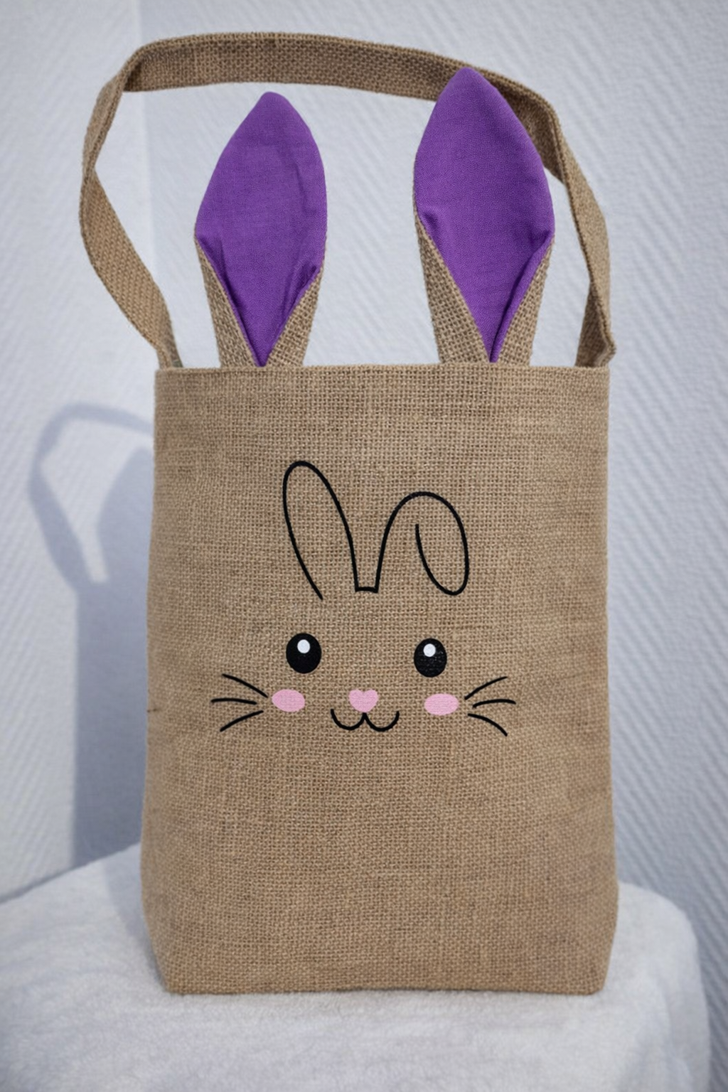 🐰 Sac lapin en toile de jute – Personnalisable