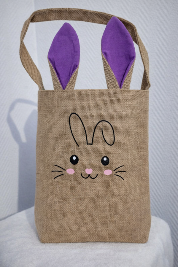🐰 Sac lapin en toile de jute – Personnalisable