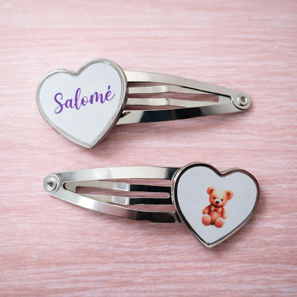 🩷 Barrettes à cheveux personnalisables pour enfants - Lot de 2