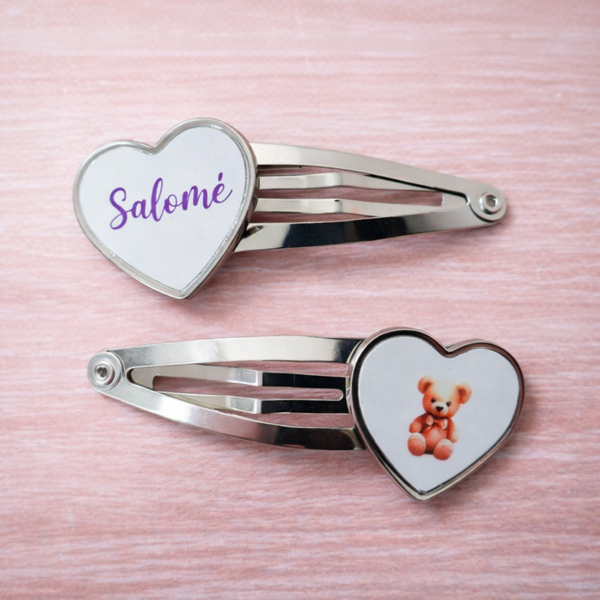 🩷 Barrettes à cheveux personnalisables pour enfants - Lot de 2
