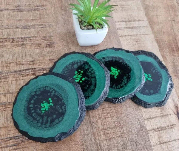 Onderzetter set; zwart/ groen