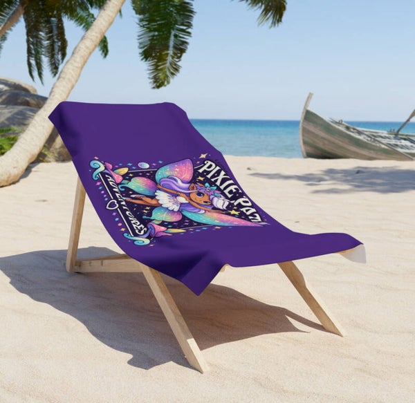 Enchanting Pixie Path Beach Towel - Vibrant Fairy Design for Summer Adventures