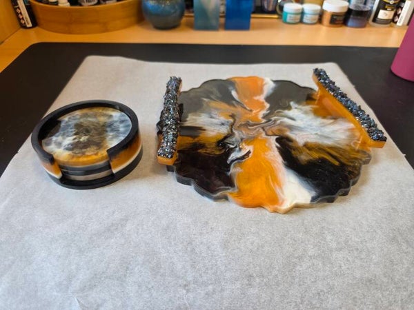 Epoxy serveertray en onderzetters set