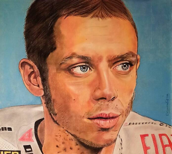 Ritratto Valentino Rossi a pastello soft dipinto a mano - Fan art [WIDGET:user:MotoGP](#widget-ca984237-motogp) Eleonora Sgura