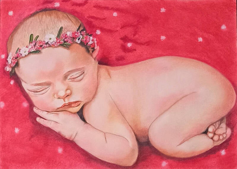 Neonato dorme coperta rossa
