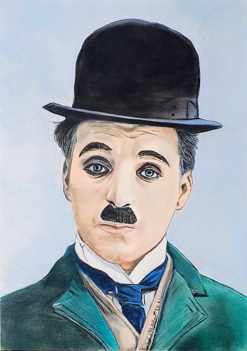 Charlie Chaplin - Ritratto a pastello su carta - Figure maschili - Eleonora Sgura Lombardia Italia