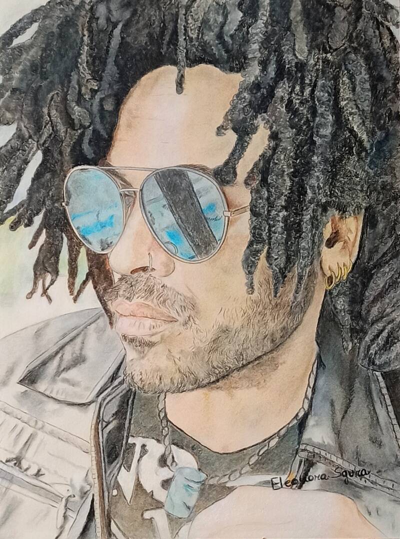 Lenny Kravitz - Ritratto fan art - Pastello su cartone 40x30 cm 2018 - Figure maschili - Eleonora Sgura - Lombardia Italia