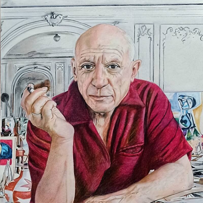 Pablo Picasso - Ritratto a pastello soft - Figure maschili - Eleonora Sgura - Lombardia Italia