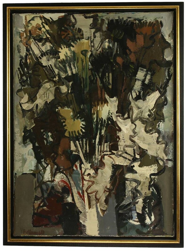 Origineel werk Frans Hollaardt (1916-1993) - Olieverf op doek - Bloemstilleven